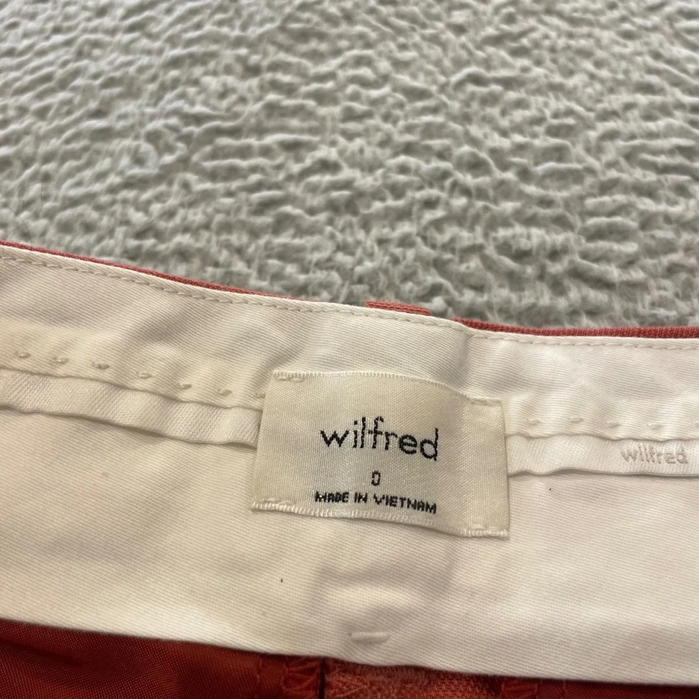 Wilfred Aritzia Effortless Linen Pants Women 0 Pink Wide Leg High Rise Pleated